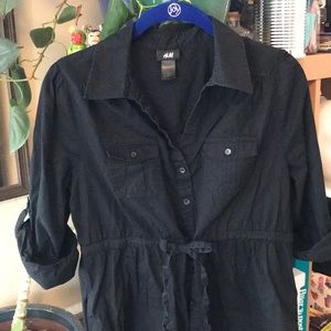 H&M black button down tunic sz 10 M/L